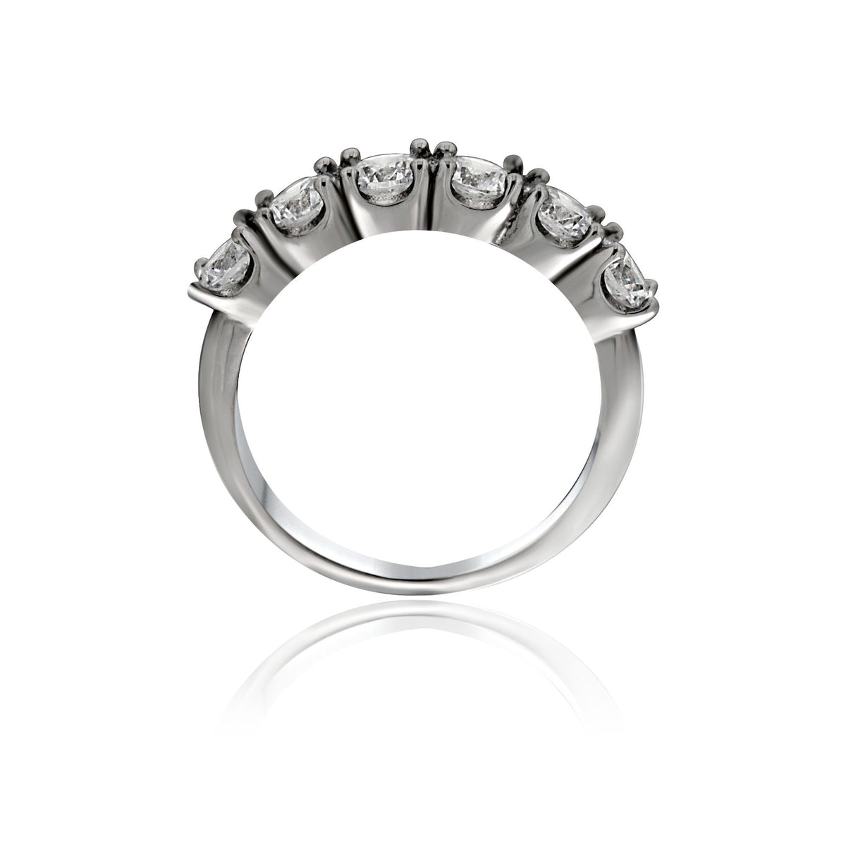 Silver 6 Stone Cz Set Ring
