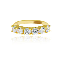 Yellow Gold Plated 6 Stone Cz Set Ring