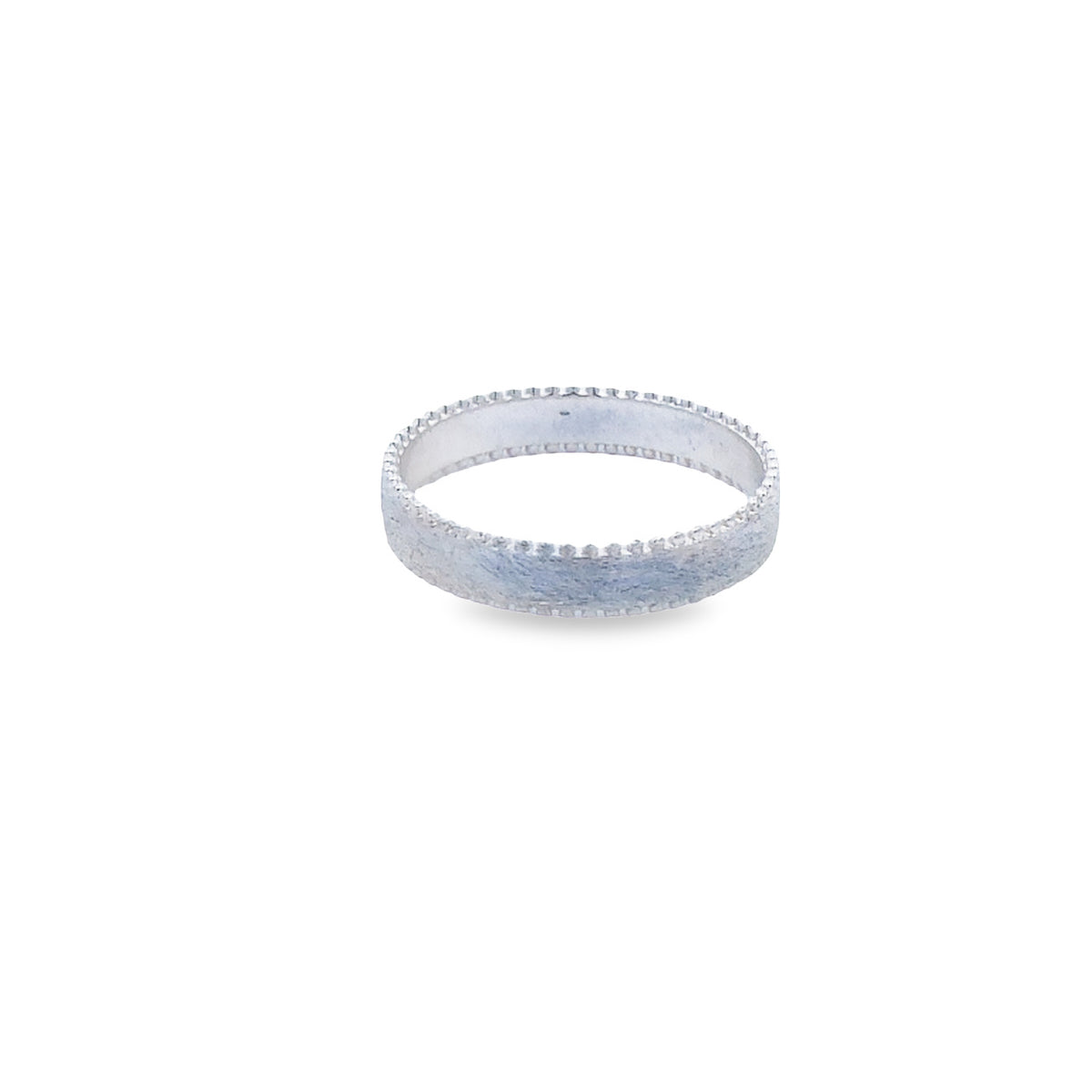 Onatah Sterling Silver Matte Finish Ring With Ball Edge Detail Size P