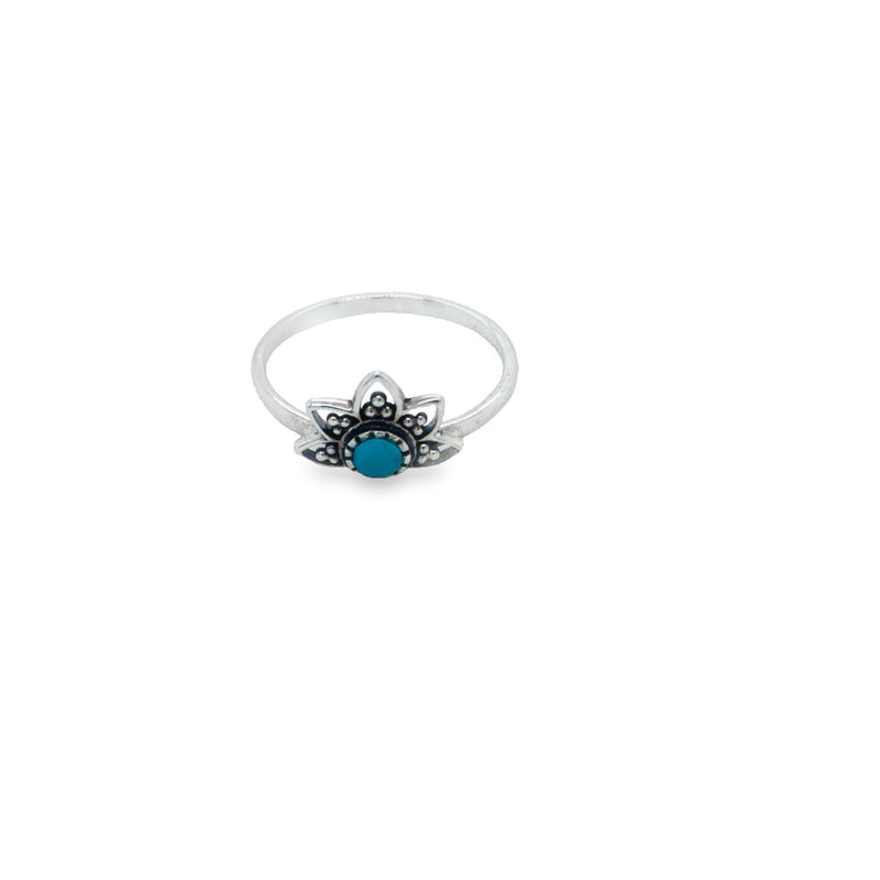 Onatah Sterling Silver Half Mandala Design Ring Set With Turquoise Size 5/J/49