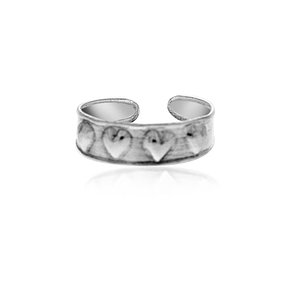 Silver Toe Ring - Puff Hearts