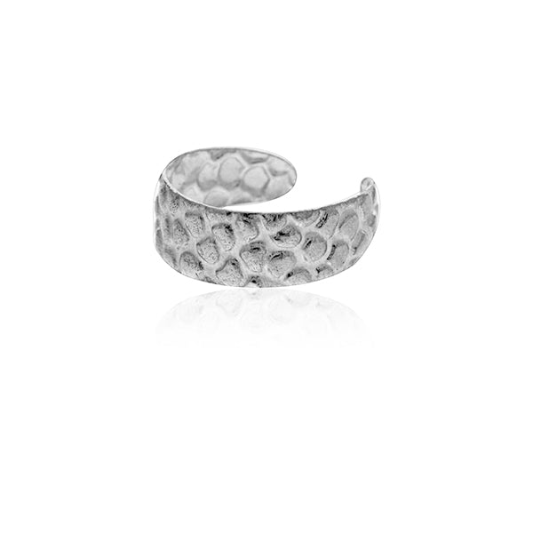 Silver Toe Ring - Wide Bubbles