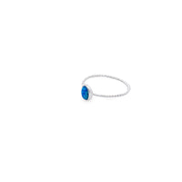 Silver Oval Blue Opalite Ring With Twisted Wire Band