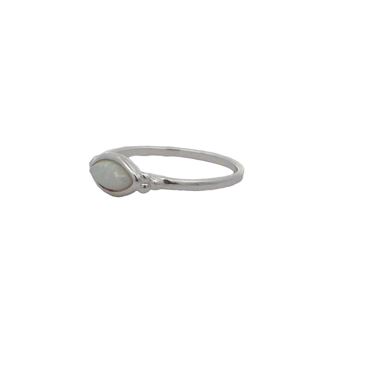 Sterling Silver Marquise White Opalite Ring Size P