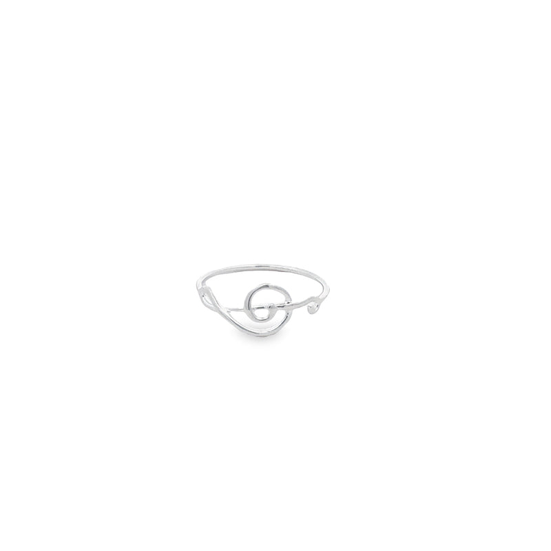 Sterling Silver Treble Clef Ring Size L
