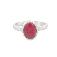 Onatah Sterling Silver Bezel Set Oval Treated Ruby Ring Size 6/L