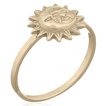 Onatah Sterling Silver Gold Plated Sun And Moon Ring Size T/10/62