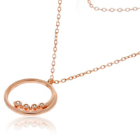 Rose Gold Plated Swirl Open Circle With Bezel Set Cz Pendant