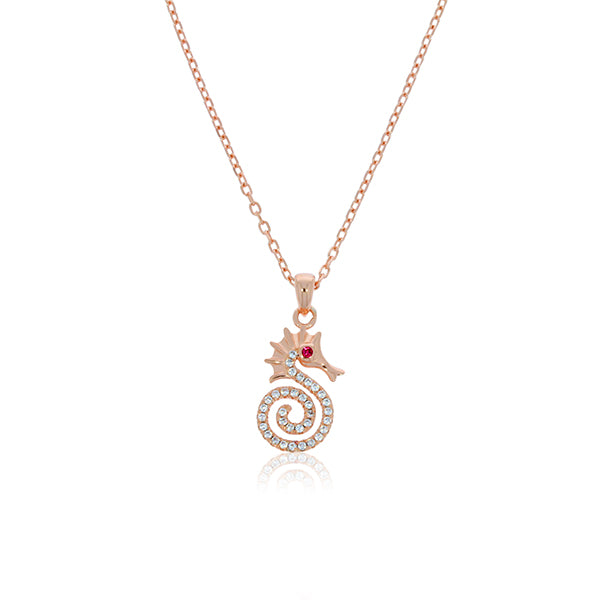 Rose Gold Plated Seahorse With Cz