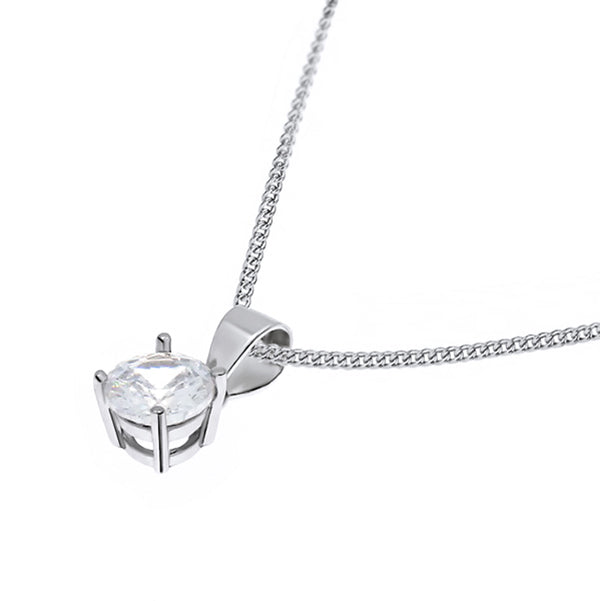 Silver 6mm Round Cz Pendant