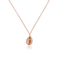 Rose Gold Plated CZ Cowrie Shell Pendant