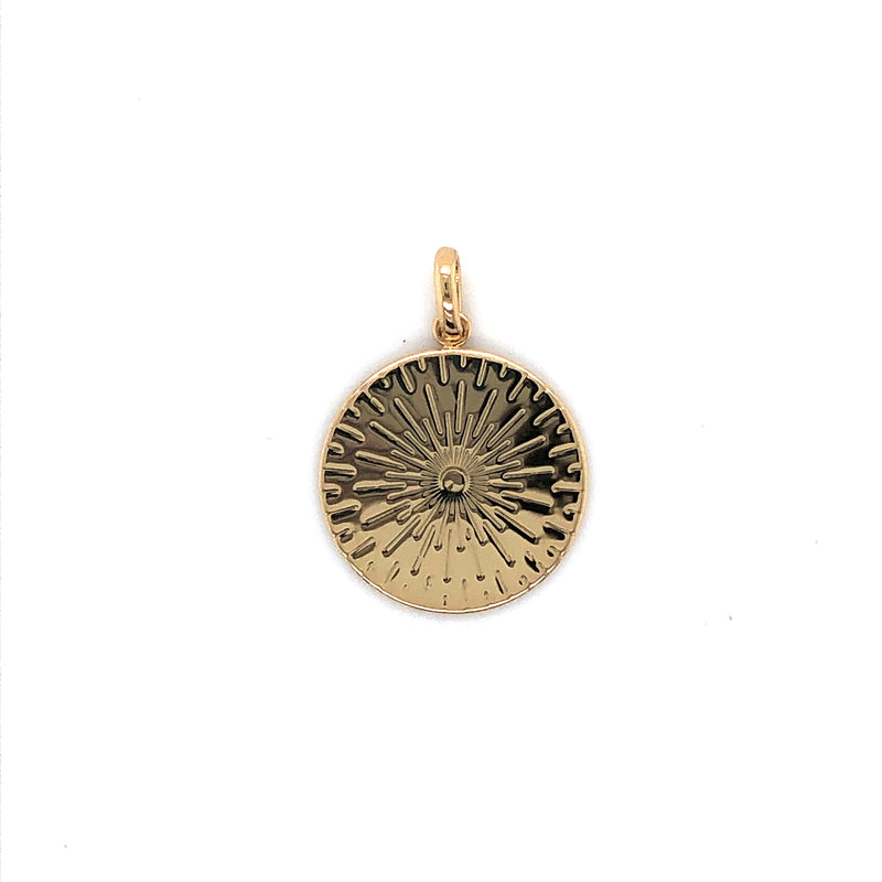 Mojo Gold Plated Disc Pendant Featuring Engraved Lines