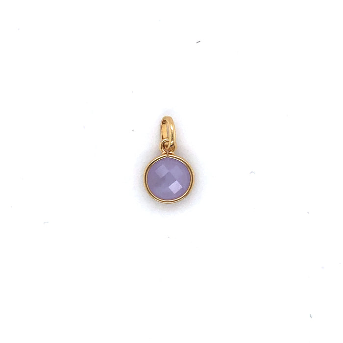 Gold Plated Faceted Lavender Round Crystal Charm