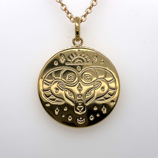 Mojo Gold Plated Brass Zodiac Pendant - Aries