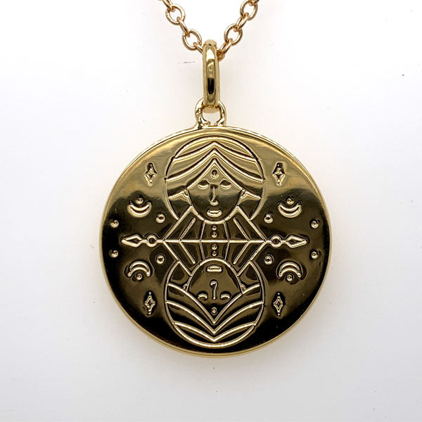 Mojo Gold Plated Brass Zodiac Pendant - Gemini