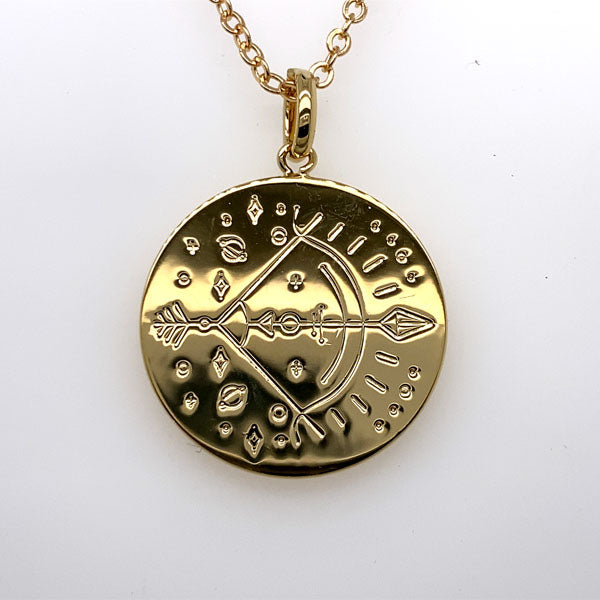 Mojo 18Ct 3 Micron Gold Plated Brass Polished Disc Zodiac Pendant - Sagittarius