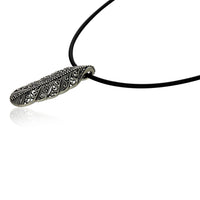 Silver Engraved Filigree Feather Pendant