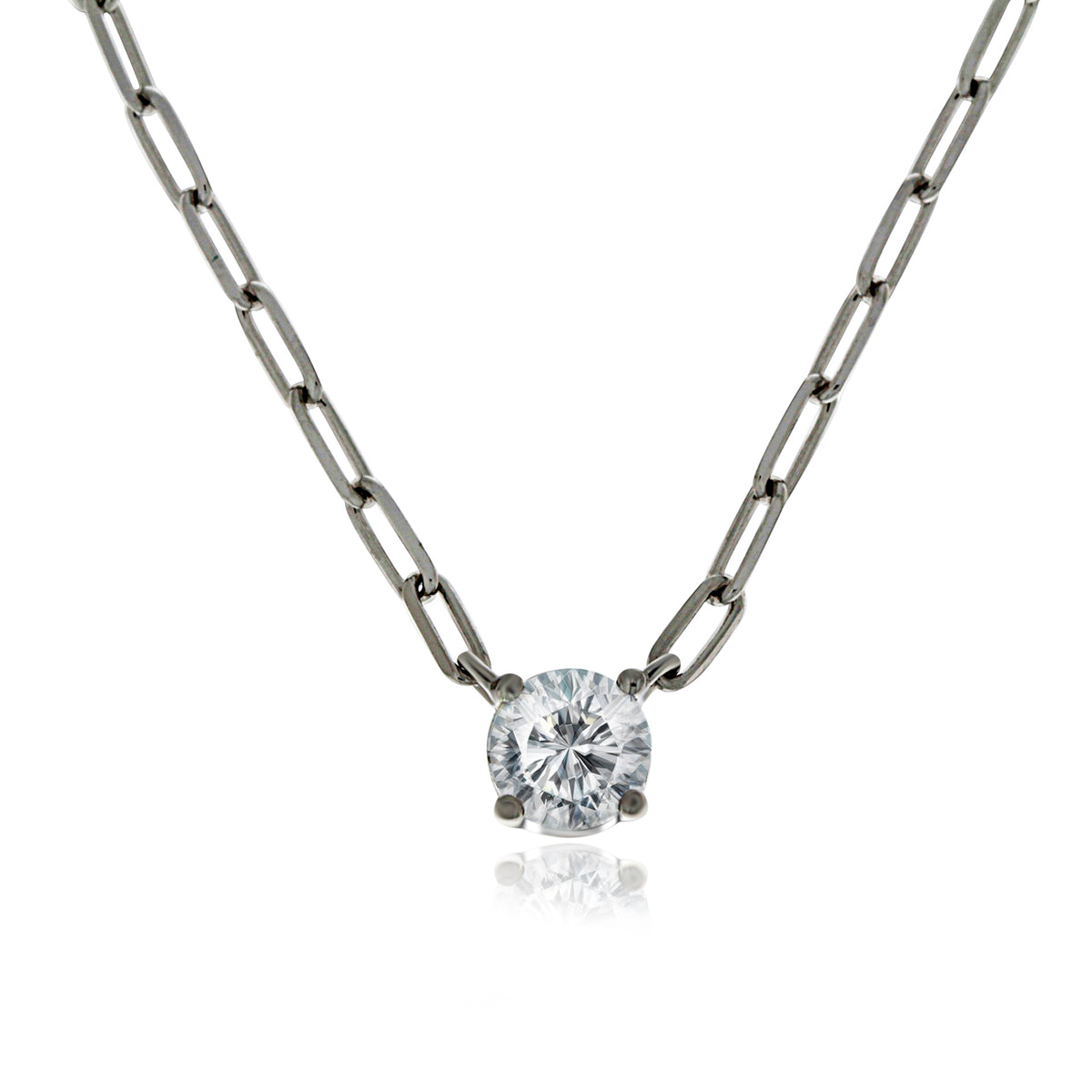 Silver Long Diamond Cut Choker Chain With Cz