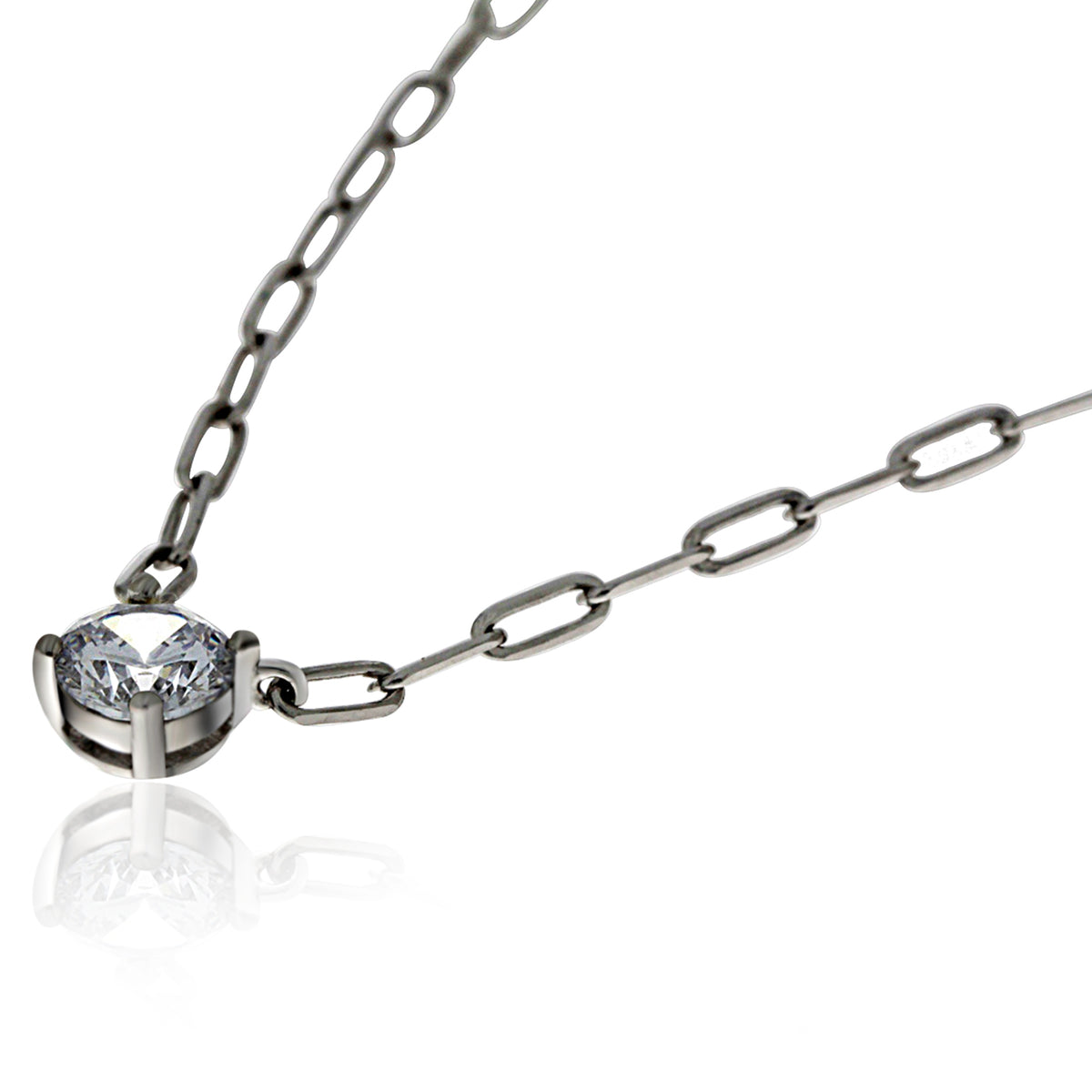 Silver Long Diamond Cut Choker Chain With Cz