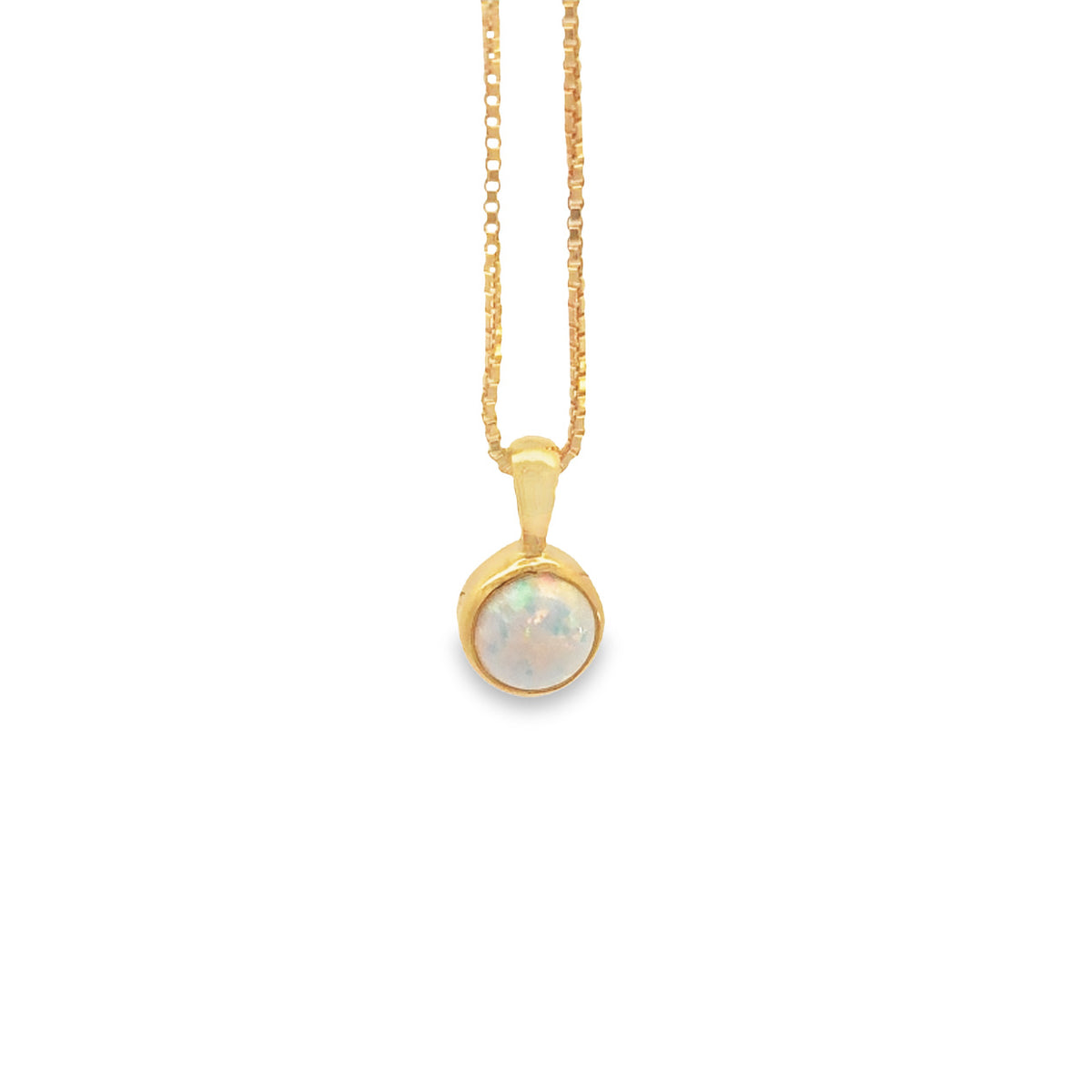 Gold Plated 6Mm White Opalite Necklace