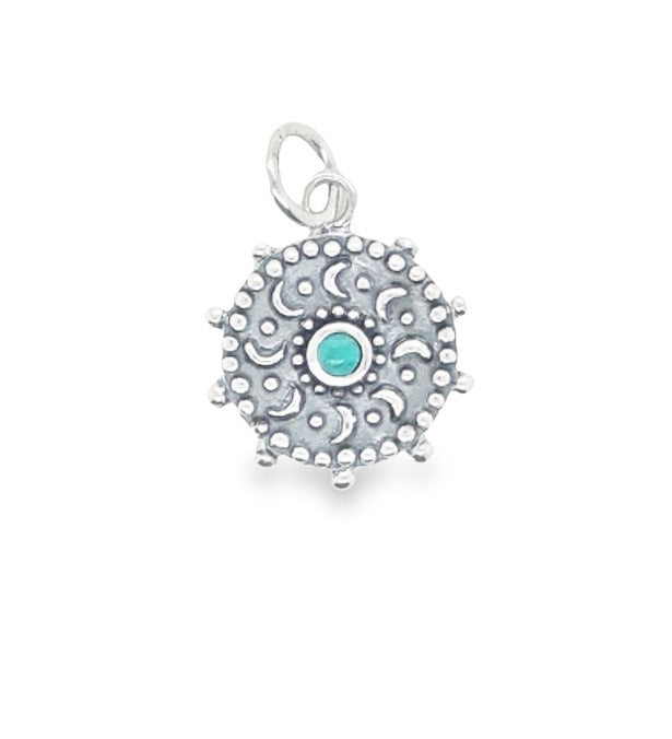 Filigree Disc Pendant With Turquoise