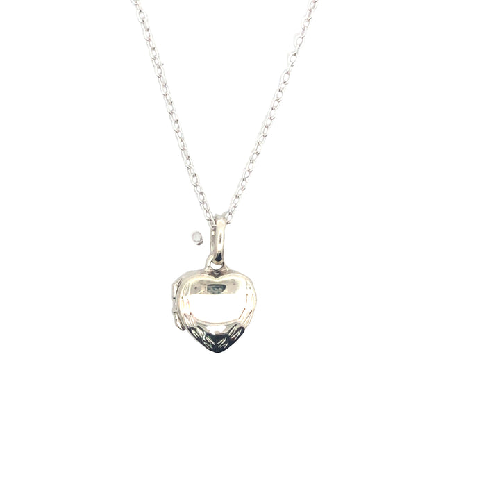 Sterling Silver Small Heart Shaped Locket With Edge Pattern