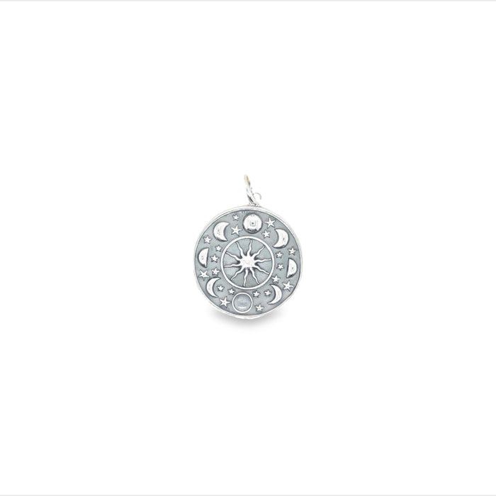 Onatah Sterling Silver Moon Phase Pendant With Oxidised Features