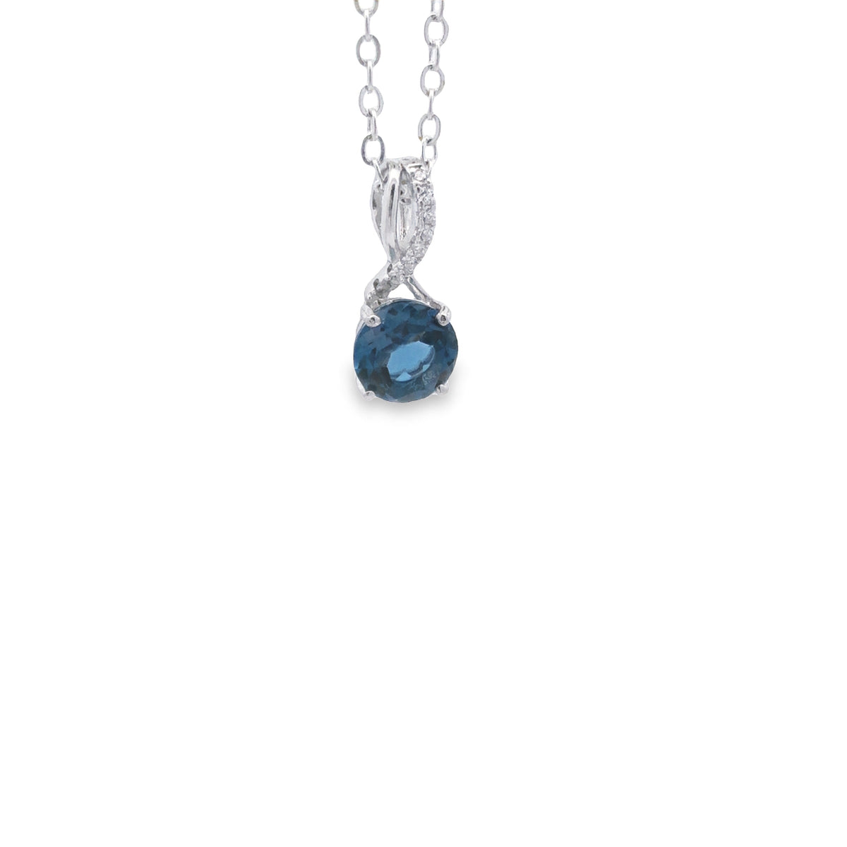 Sterling Silver Rhodium Plated London Blue Topaz And White Cz Set Pendant
