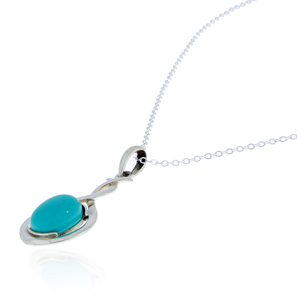 Onatah Sterling Silver Twist Oval Cabachon Turquoise Pendant