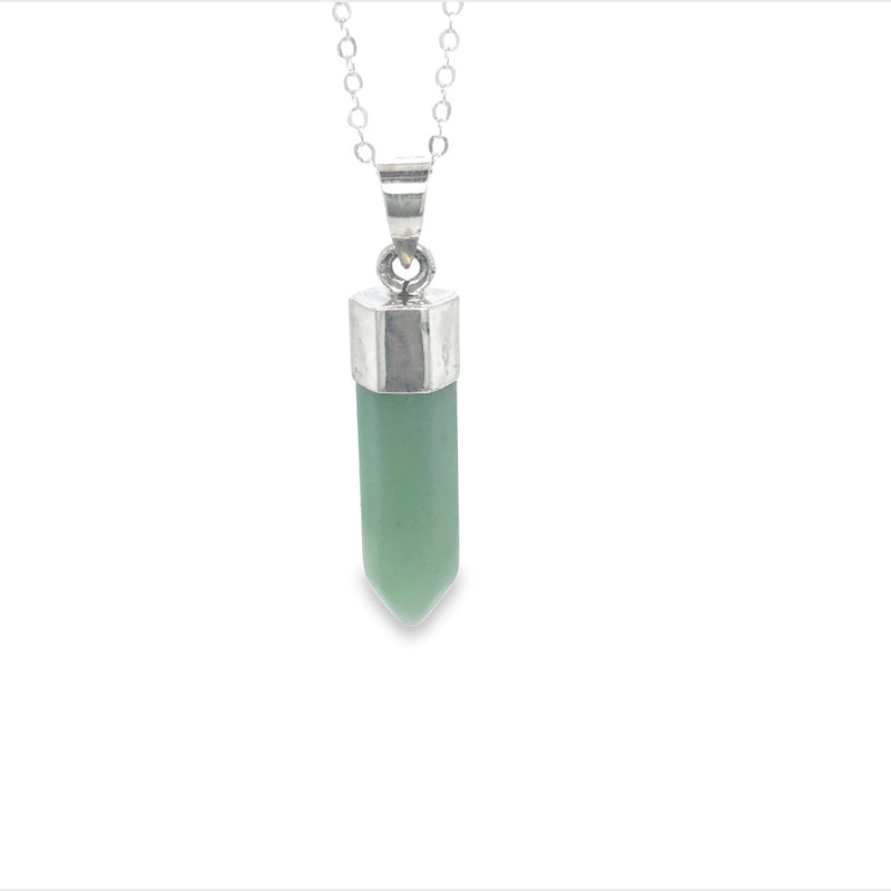 Sterling Silver Adventurine Crystal Point Pendant