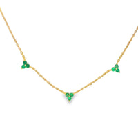 Onatah Sterling Silver Gold Plated 3 Piece Green Cz Necklace