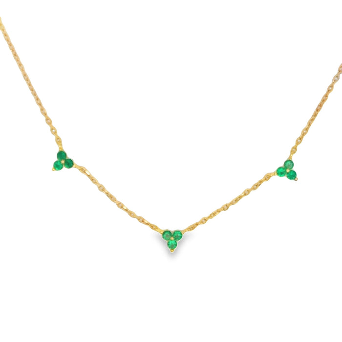 Onatah Sterling Silver Gold Plated 3 Piece Green Cz Necklace