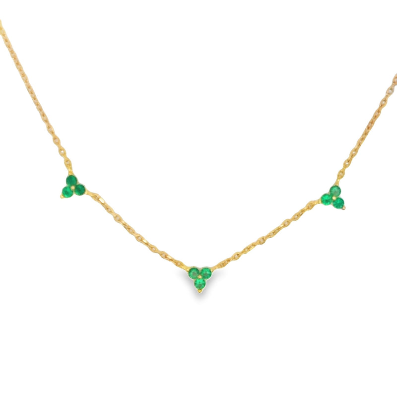 Onatah Sterling Silver Gold Plated 3 Piece Green Cz Necklace