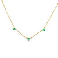 Onatah Sterling Silver Gold Plated 3 Piece Green Cz Necklace