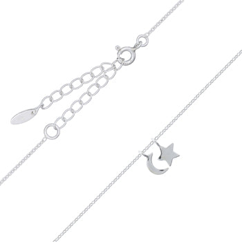 Onatah Sterling Silver Star And Moon Pendant With Sterling Silver Chain