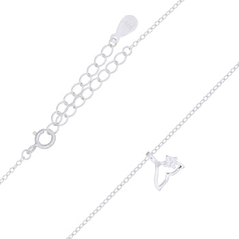 Onatah Sterling Silver Cut Out Whaletail With Cz Pendant On Sterling Silver Chain