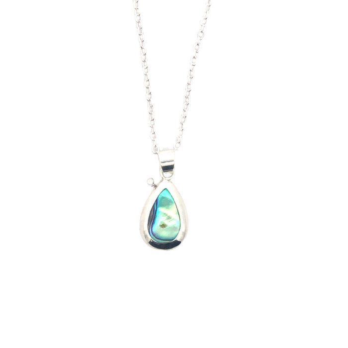 Onatah Sterling Silver Teardrop Paua Shell Bezel Set Pendant