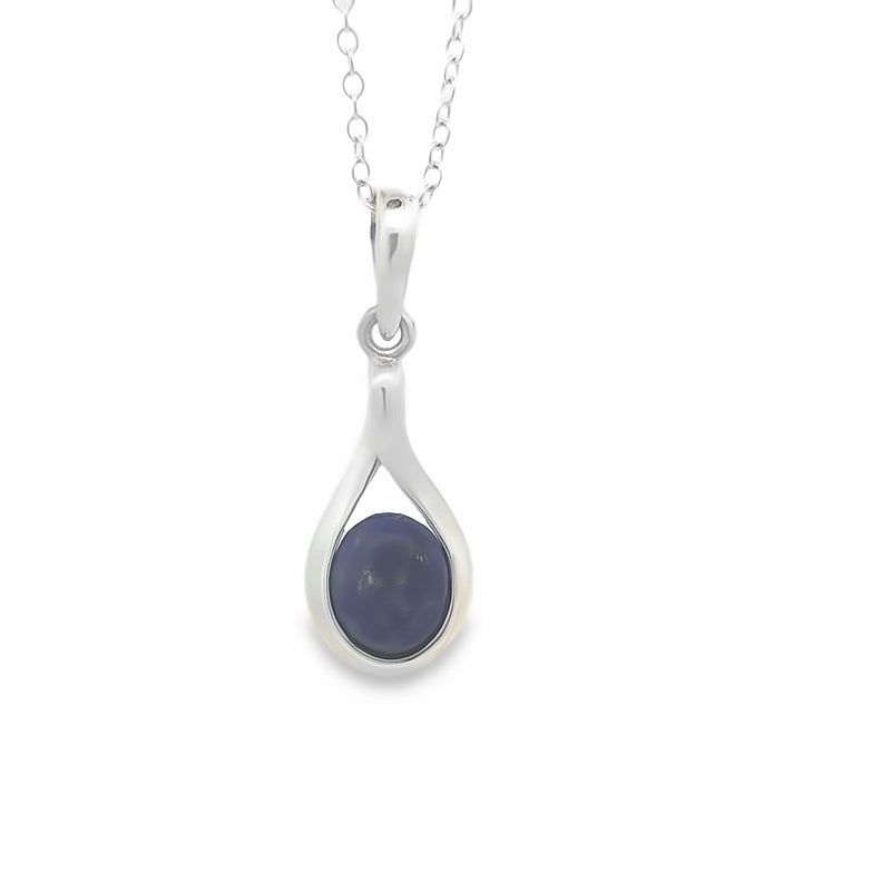Onatah Sterling Silver Twist Wire Oval Cabachon Lapis Pendant