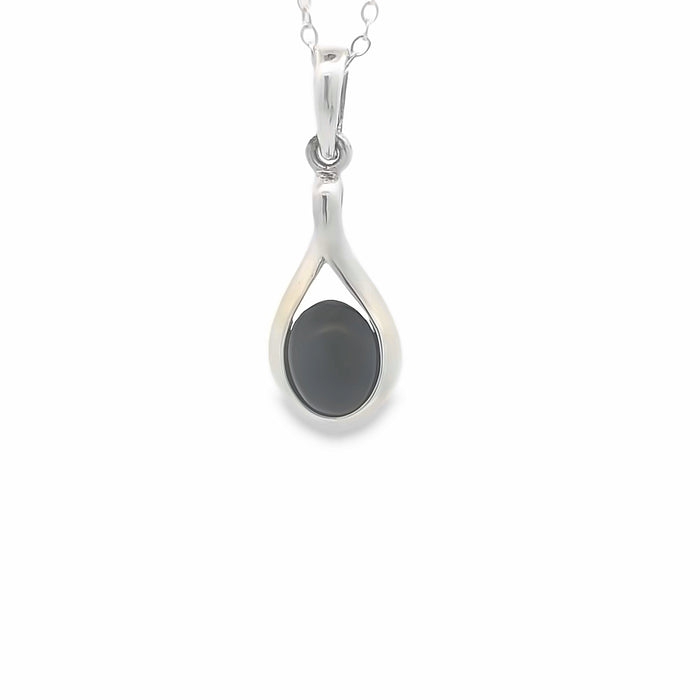 Onatah Sterling Silver Twist Wire Oval Cabachon Onyx Pendant