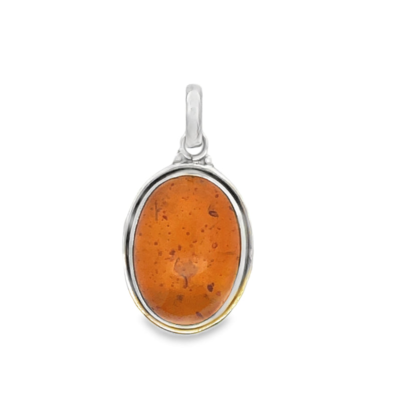 Onatah Sterling Silver Oval Amber Pendant