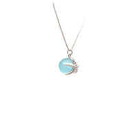 Onatah Sterling Silver Aqua Ball With Starfish Pendant And Sterling Silver Box Chain