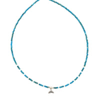 Onatah Sterling Silver Mini Whaletail With Amazonite And Quartz Beads Necklace 40Cms With Ext