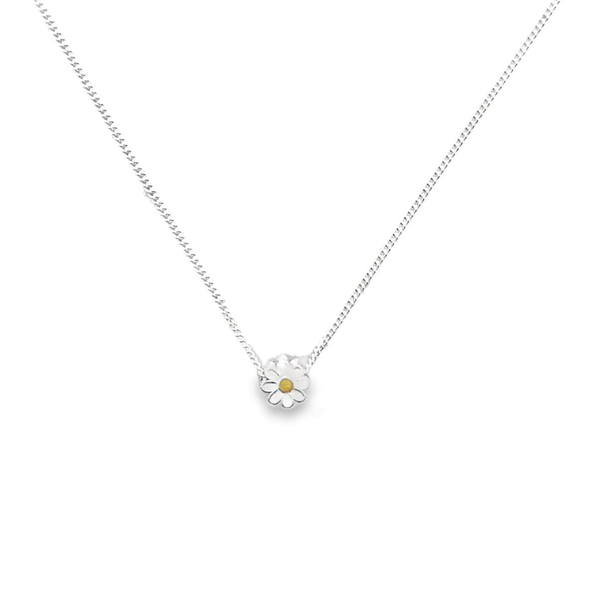 Onatah Sterling Silver Enamel Daisy Slider Pendant With Sterling Silver Chain With Ext