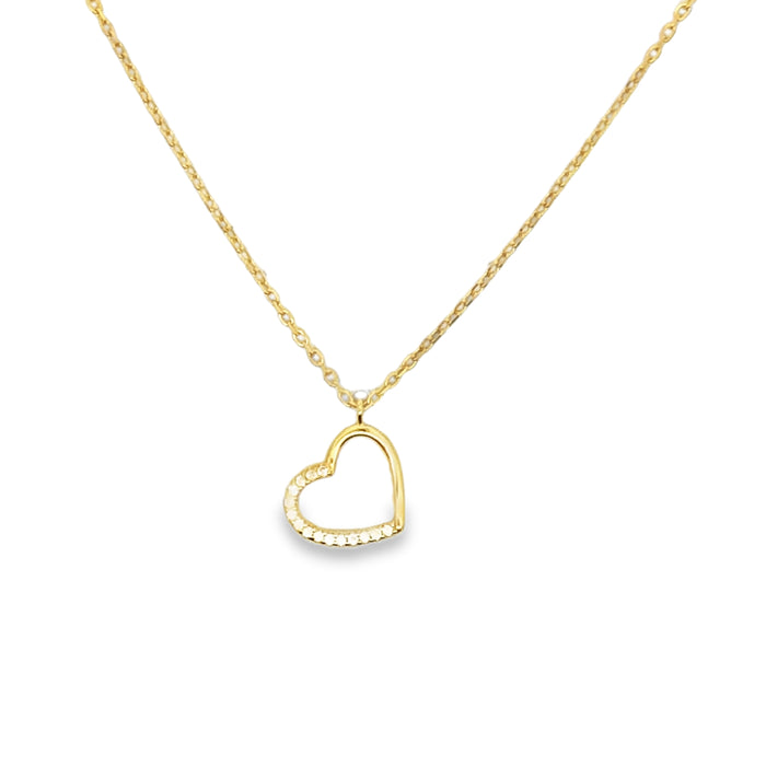 Lustra Sterling Silver Yellow Gold Plated Cz Set Heart Pendant With S/S Yg Plated Chain 40Cm With 3 Cm Ext