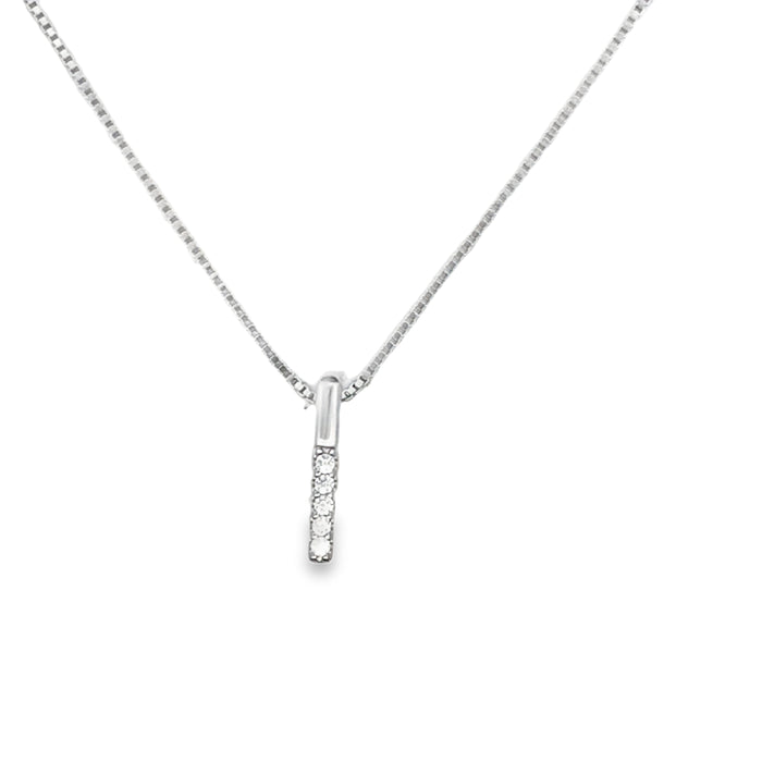 Lustra Sterling Silver Rhodium Plated Drop Bar Cz Set Pendant With S/S Rh Plated Chain 40Cm With 3 Cm Ext