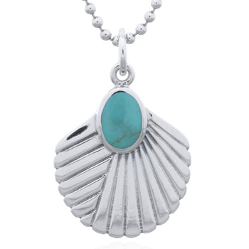 Onatah Sterling Silver Fan Shaped Turquoise Set Pendant