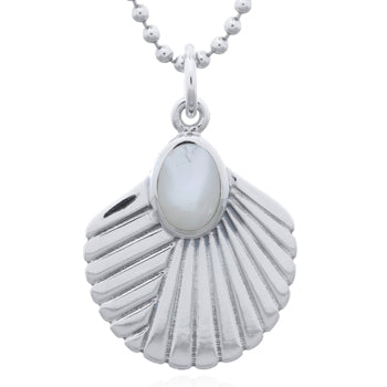 Onatah Sterling Silver Fan Shaped Mother Of Pearl Set Pendant