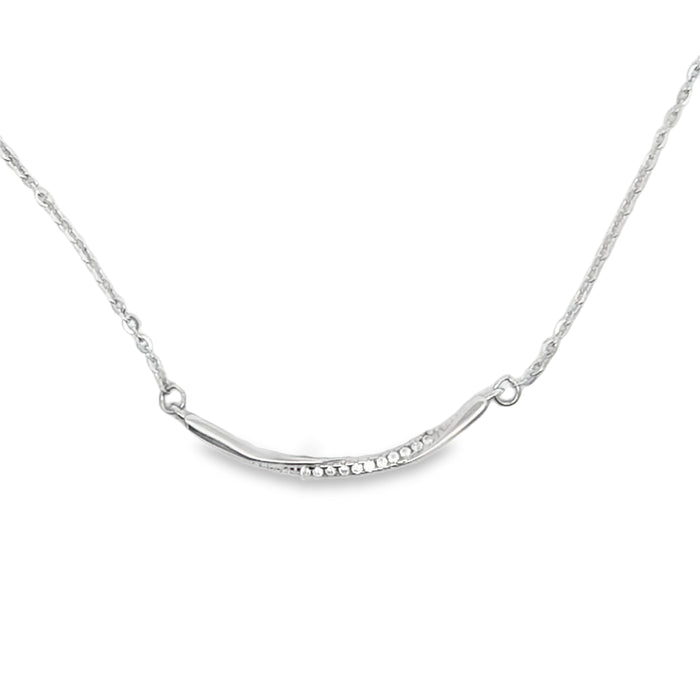 Lustra Sterling Silver Rhodium Plated Cz Set Twisted Bar Pendant With S/S Rh Plated Chain 40Cm With 3 Cm Ext