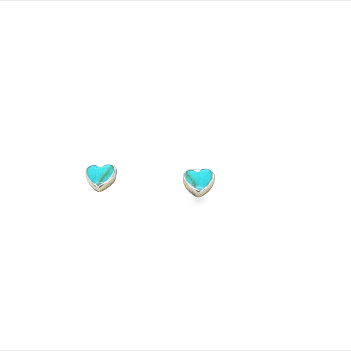 Silver Turquoise Heart Stud