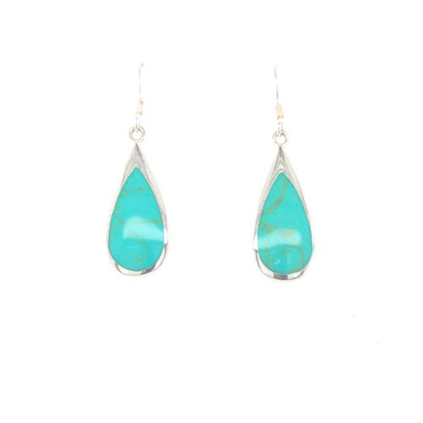 Silver Teardrop Turquoise Drop Earrings